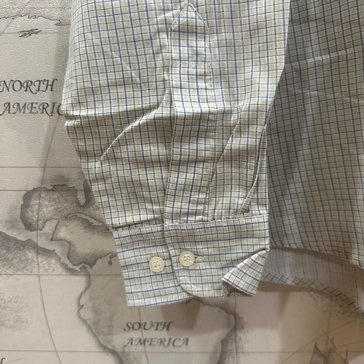 LEEDS Men's Shirt - Light Green/Blue Checkered (3XL)
