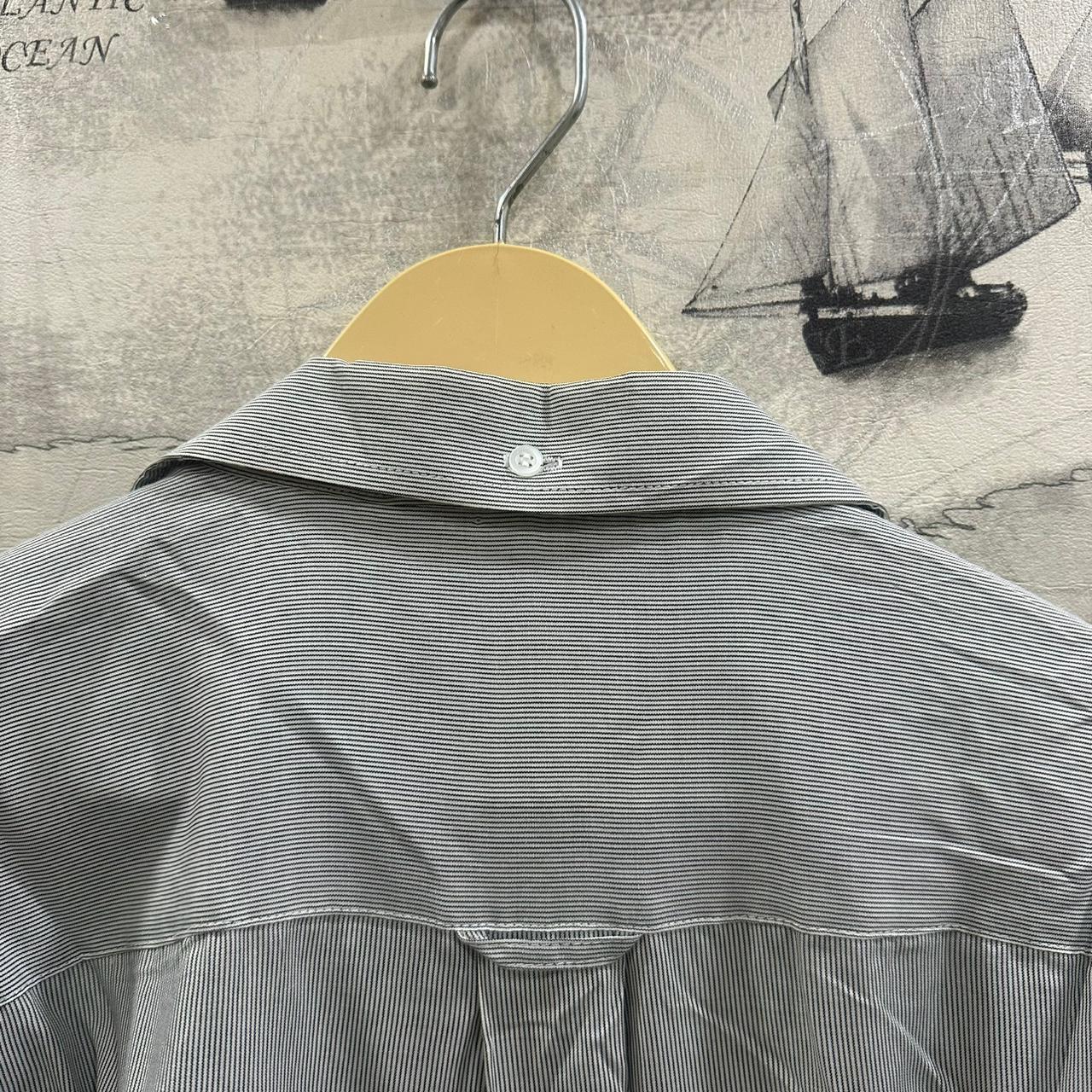 Men's Shirt - Grey & Black Striped (L)
