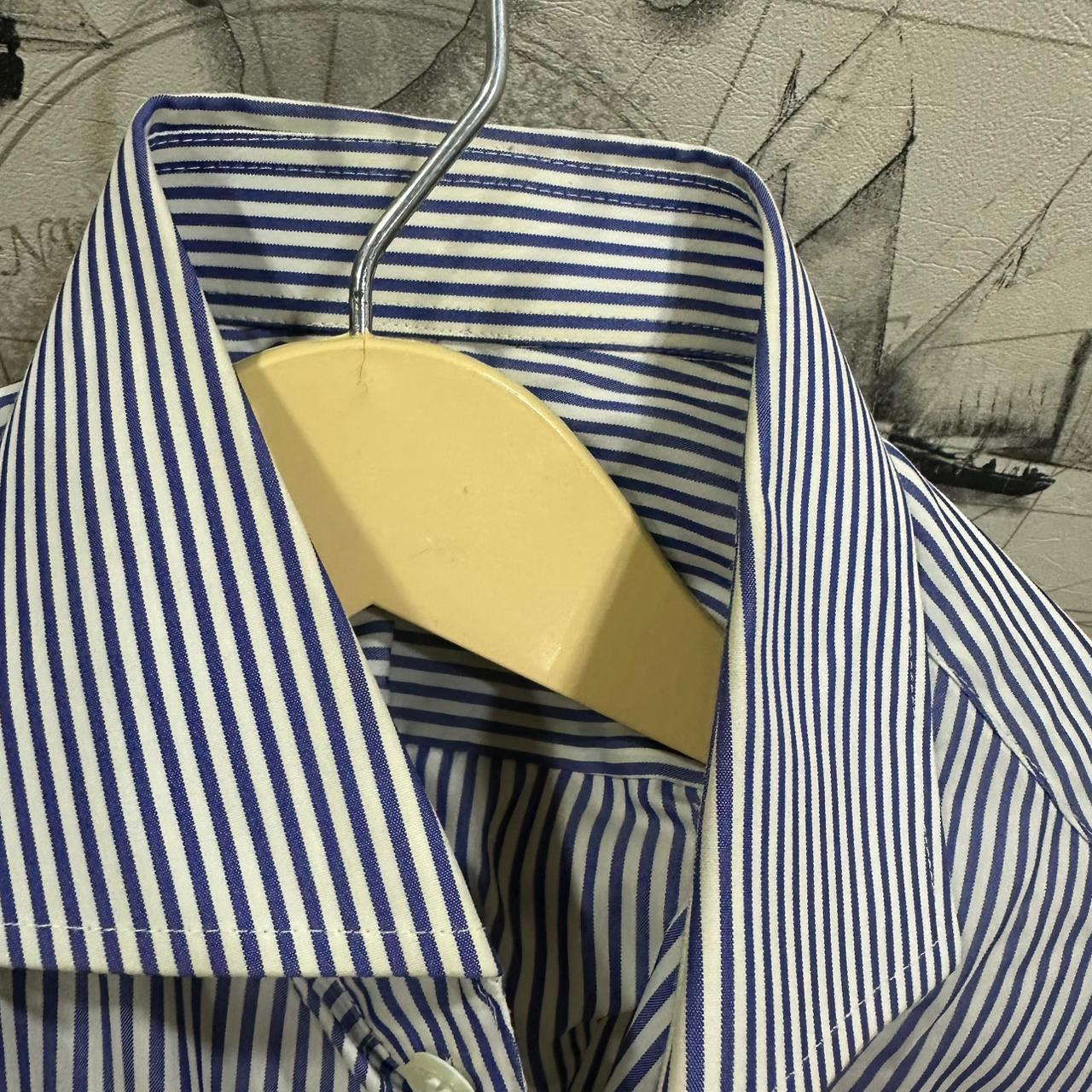 Men’s Shirt - White & Purple Striped (L)