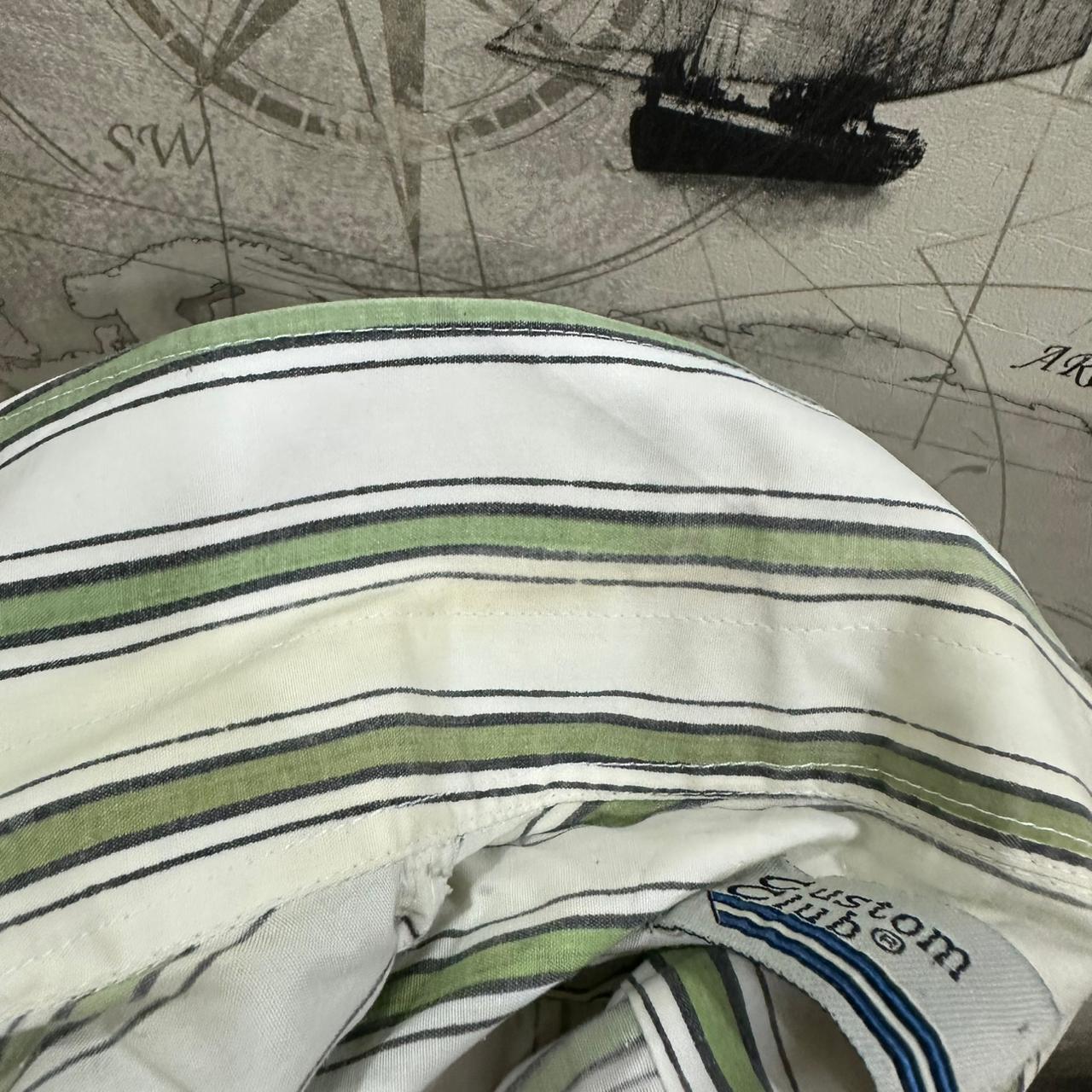 Custom Club Men’s Shirt - Green & White Striped (XXL)