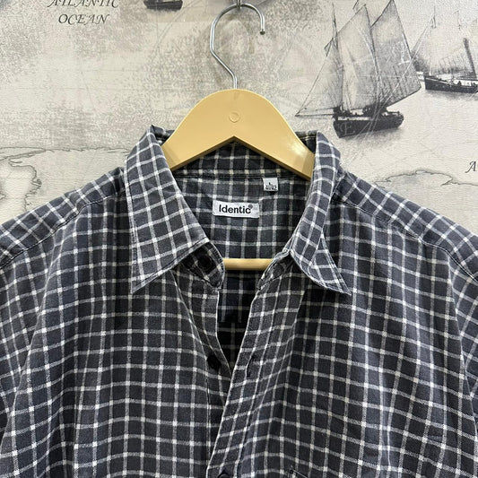 Identic Men’s Shirt - Grey & White Checkered (4XL)