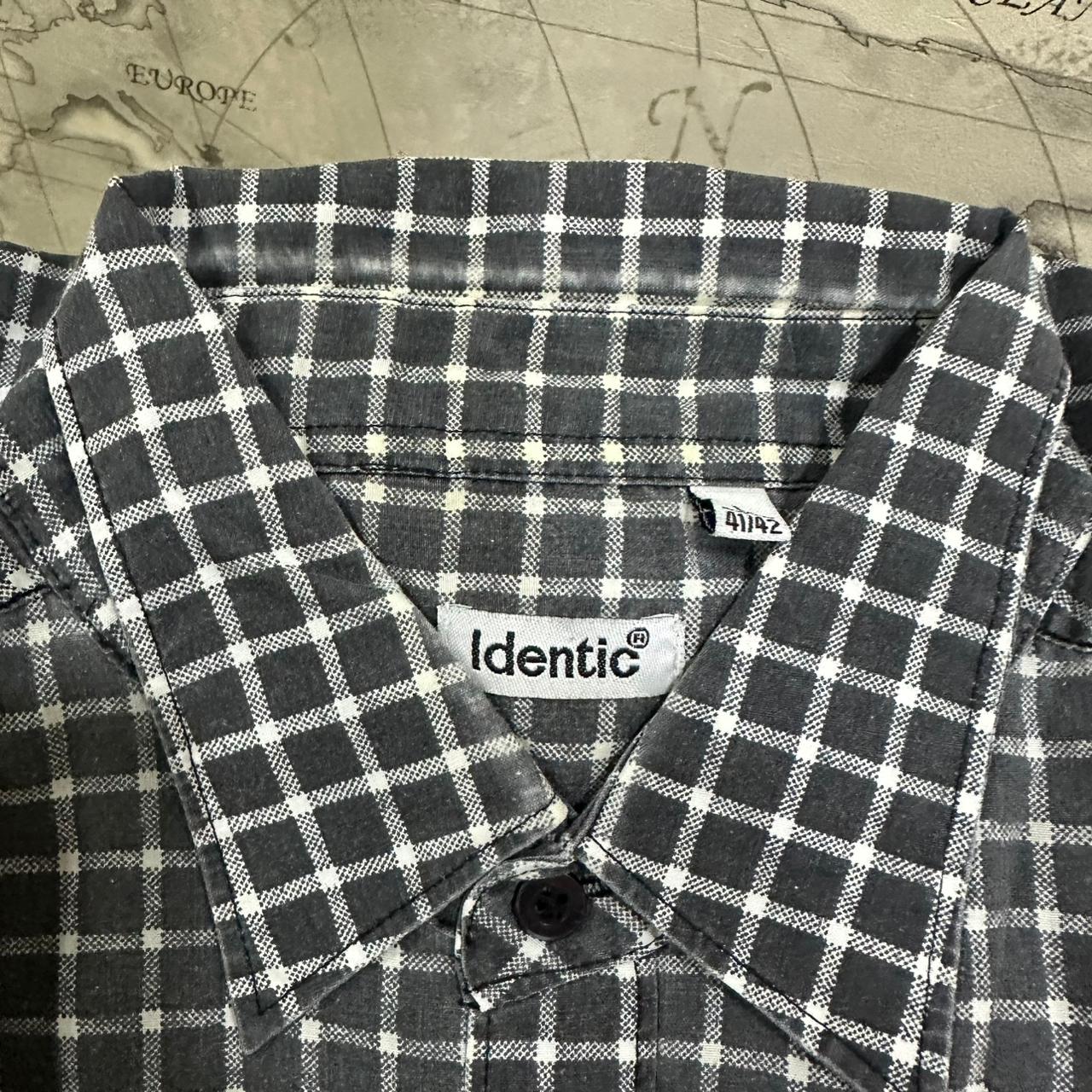 Identic Men’s Shirt - Grey & White Checkered (4XL)