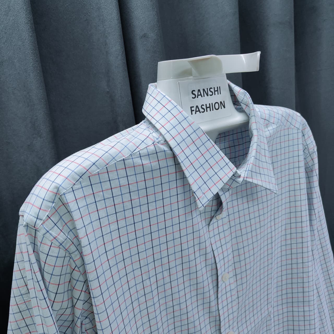 Scorpio Men's Linen Shirt- Checkered Sky Blue(XXL)