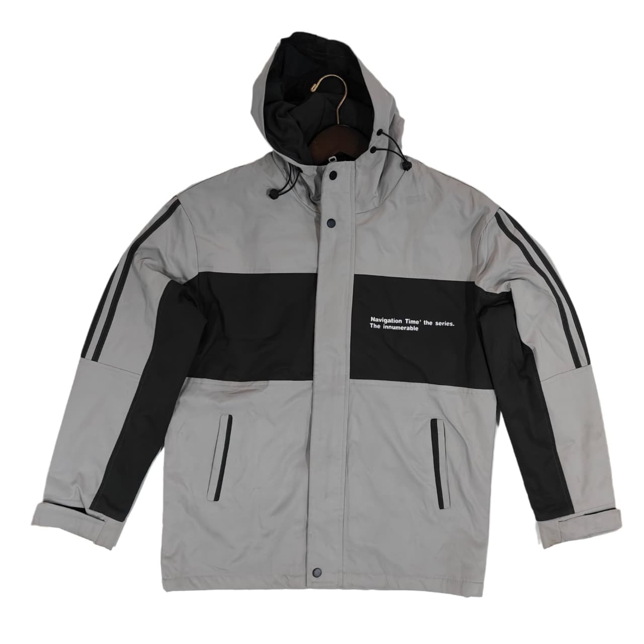 Men's Hooded Jacket - Grey & Black (XXL)