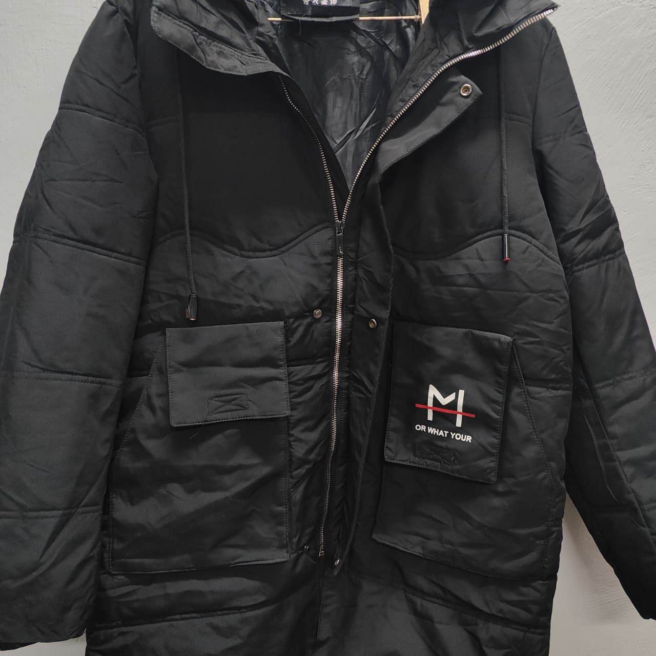 Men’s Hooded Long Jacket - Black (XL)
