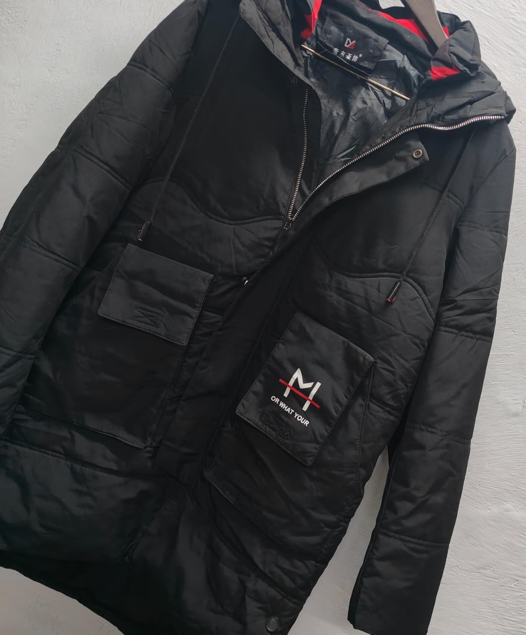 Men’s Hooded Long Jacket - Black (XL)