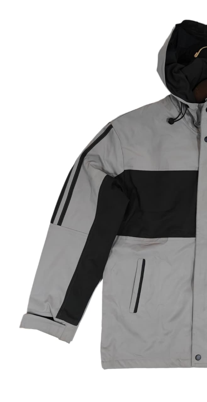 Men's Hooded Jacket - Grey & Black (XXL)