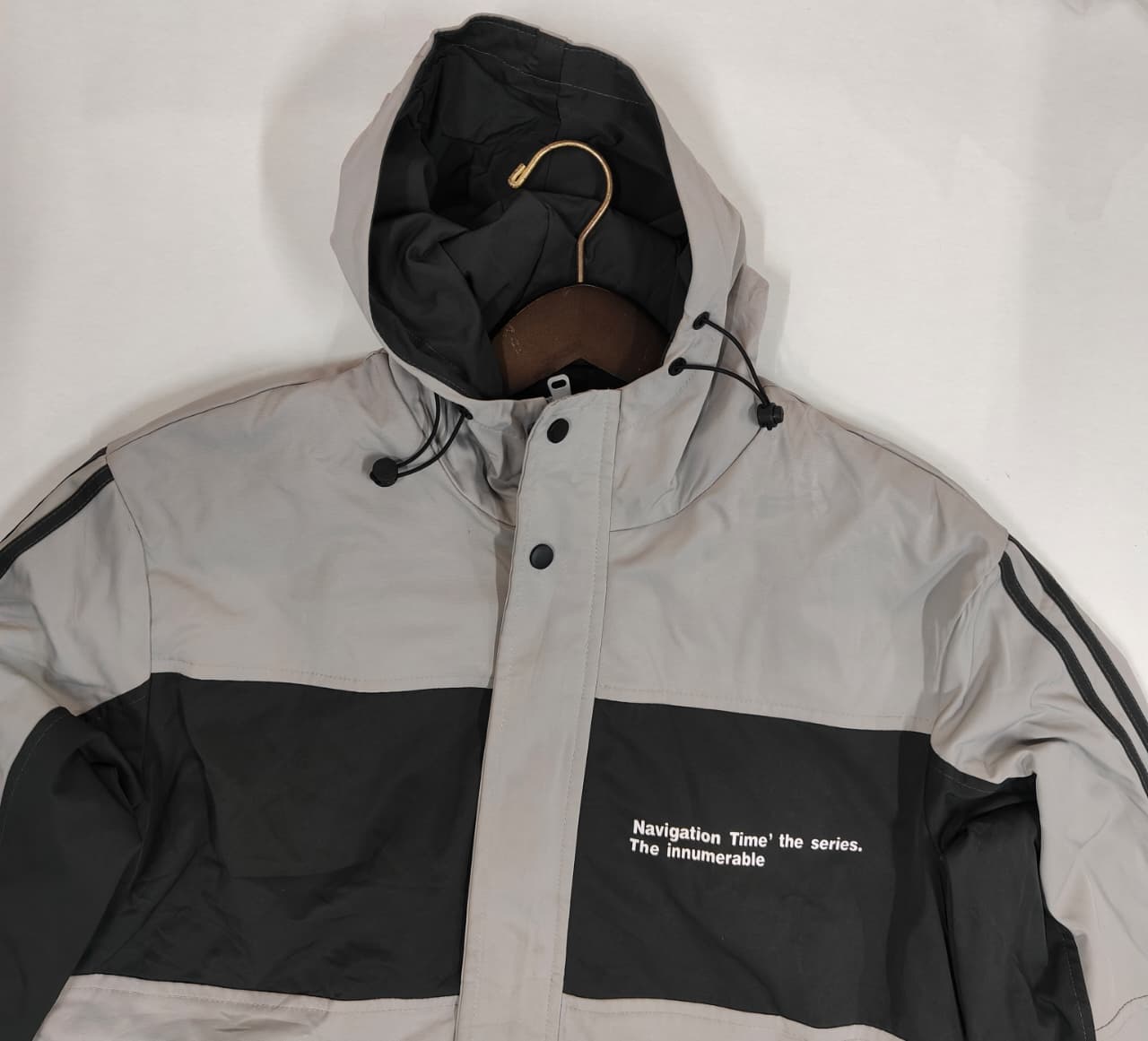 Men's Hooded Jacket - Grey & Black (XXL)
