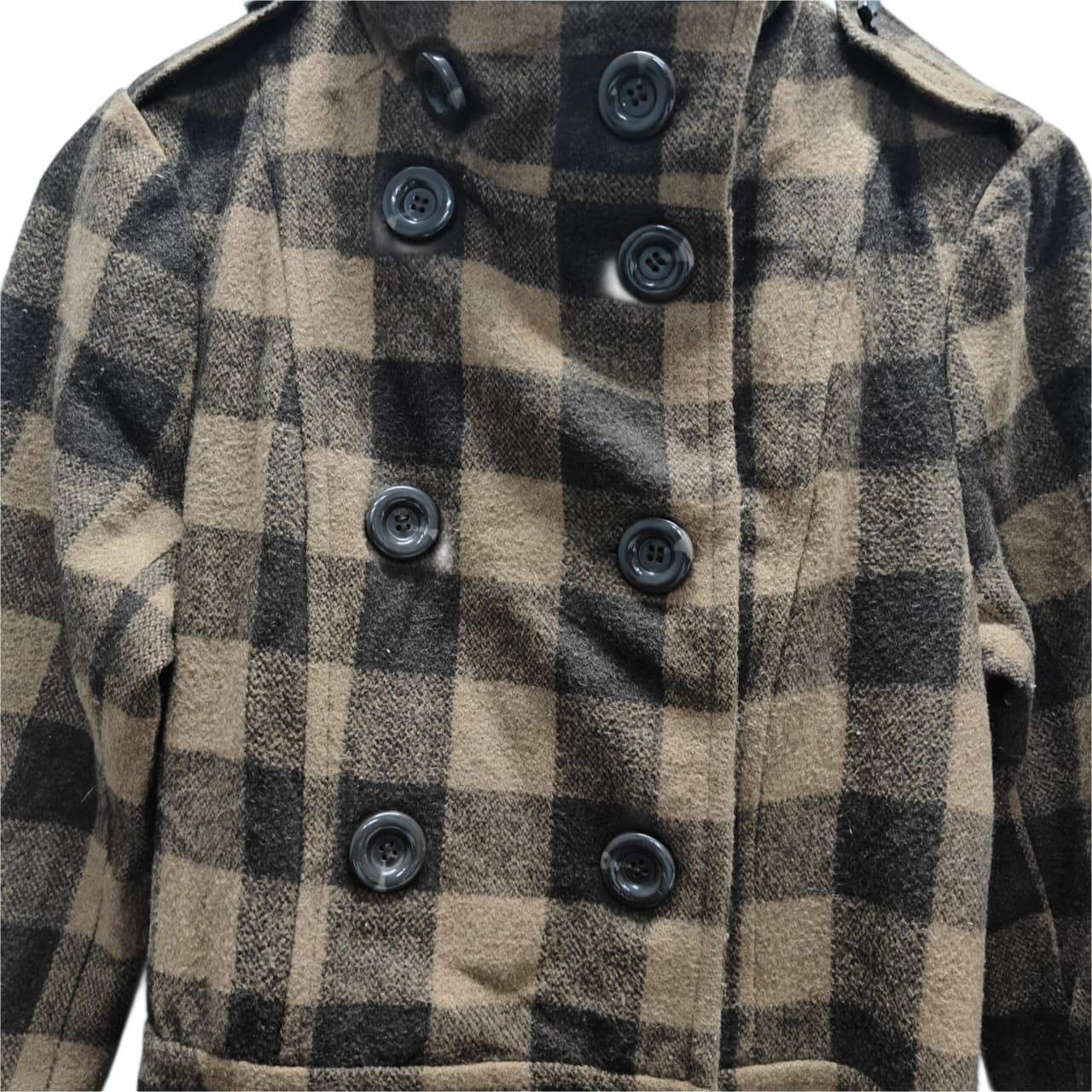 Women's Long Coat - Brown & Black Checkered (XS)