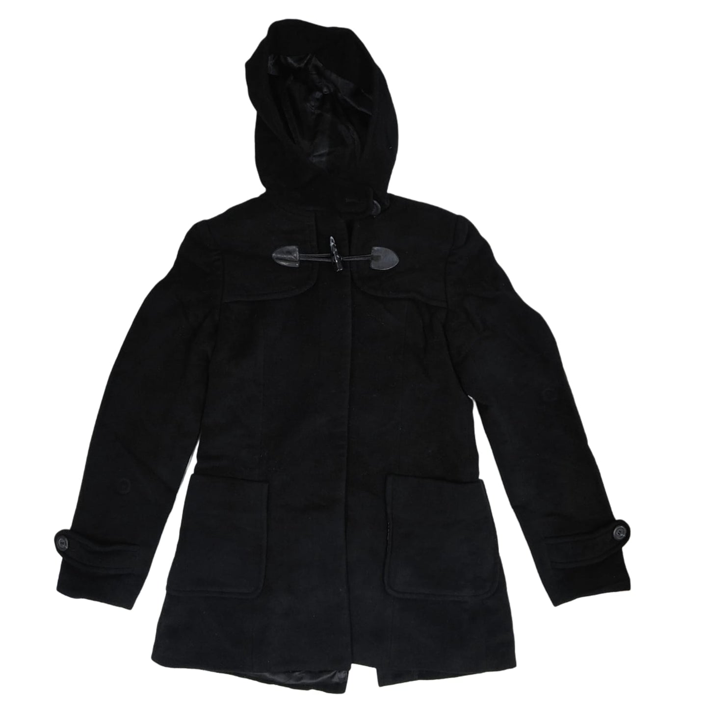 Women's Hooded Coat - Black (XS)