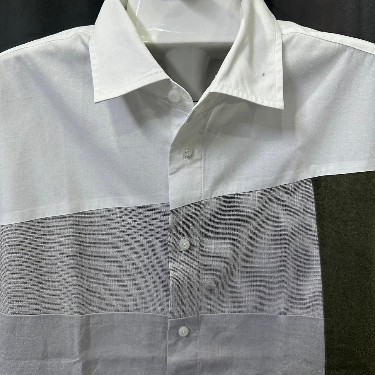Men’s Shirt - White & Grey (L)