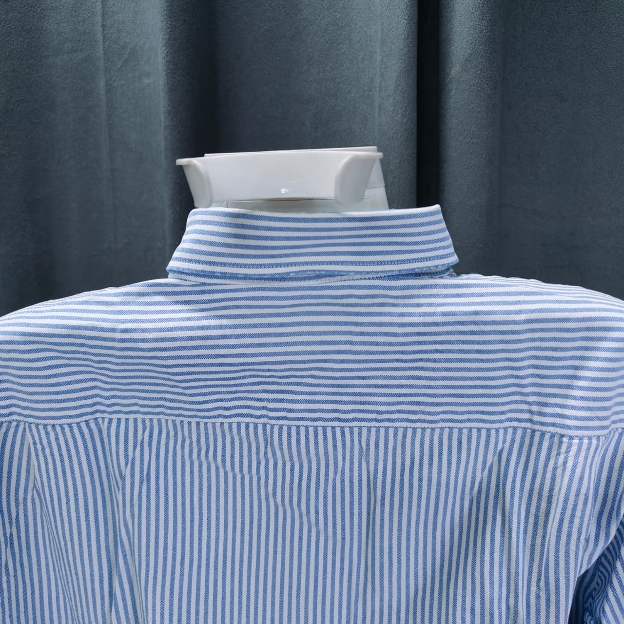 Men's Oxford Shirt - Sky Blue Striped (L) (Oversized Fit)