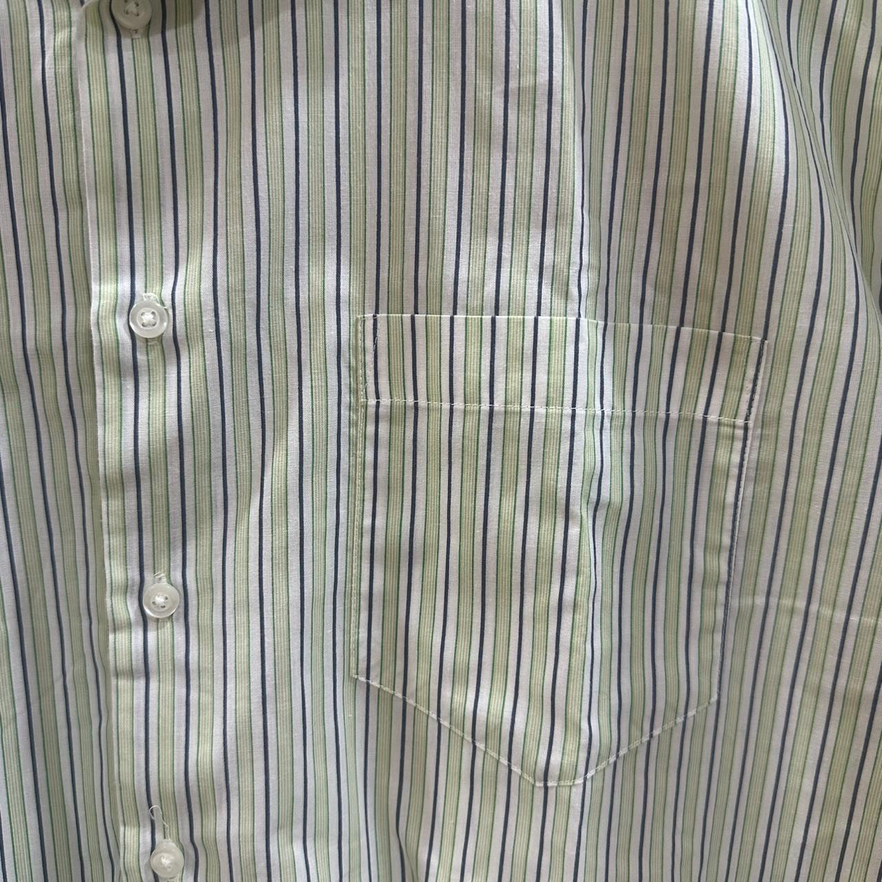 VAN INNEN Men's Shirt - White/Light Green/Blue Striped (4XL)