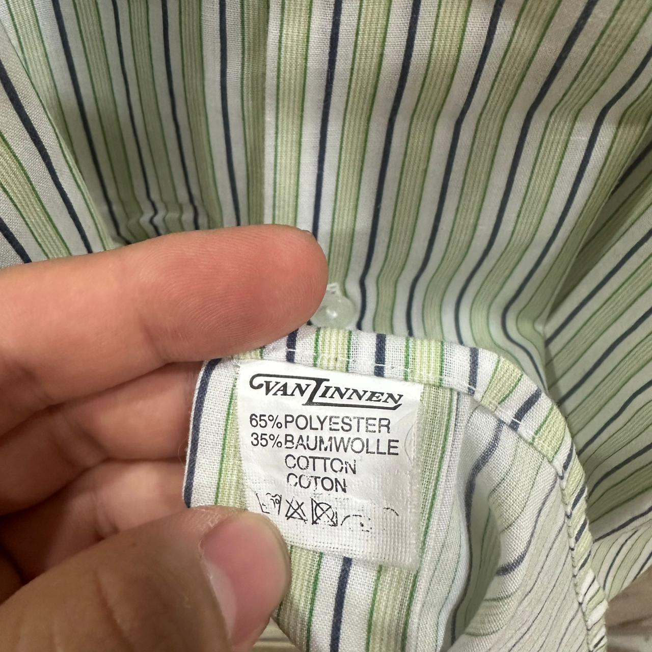 VAN INNEN Men's Shirt - White/Light Green/Blue Striped (4XL)