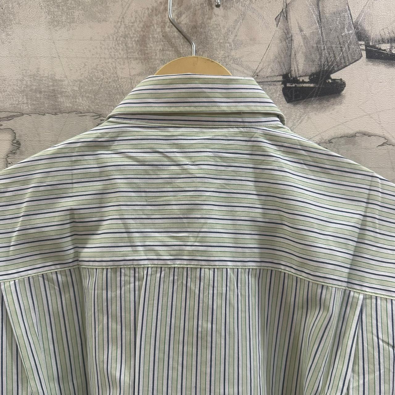 VAN INNEN Men's Shirt - White/Light Green/Blue Striped (4XL)