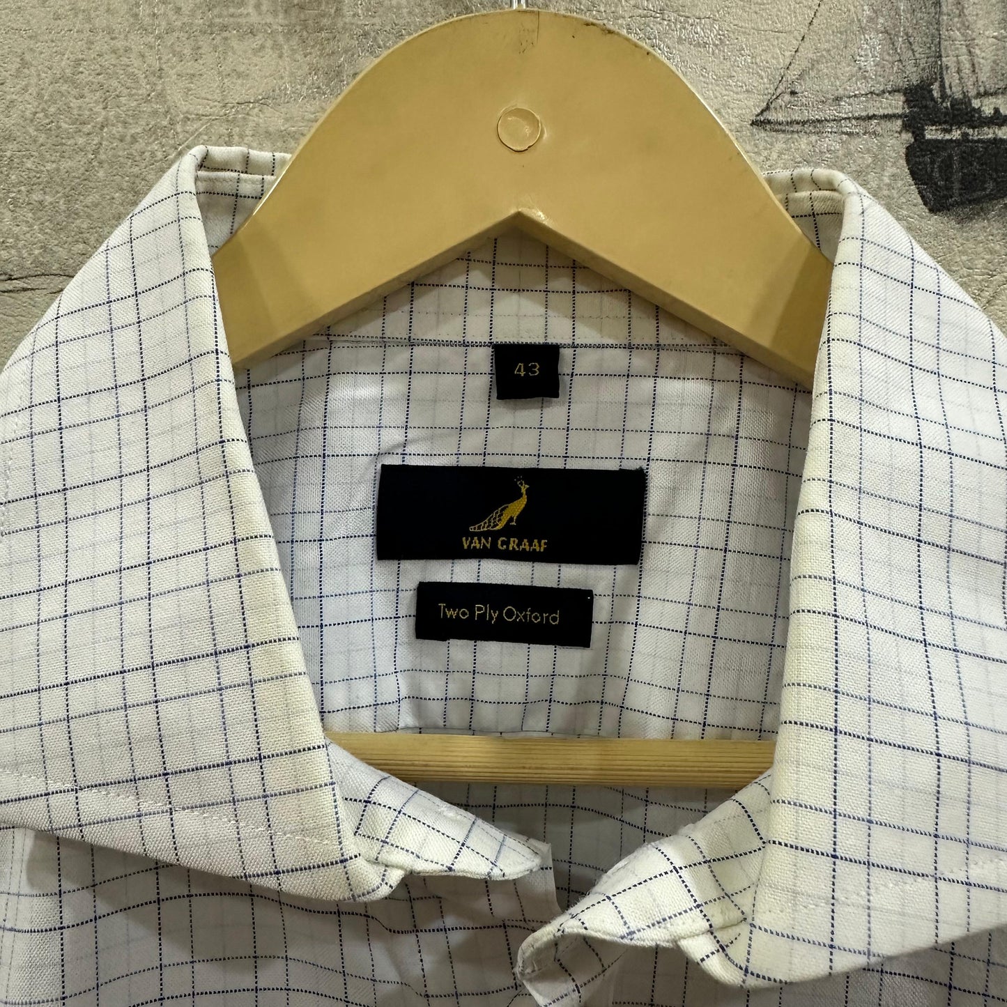 VAN GRAAF Men's Oxford Shirt - White Checkered (3XL)