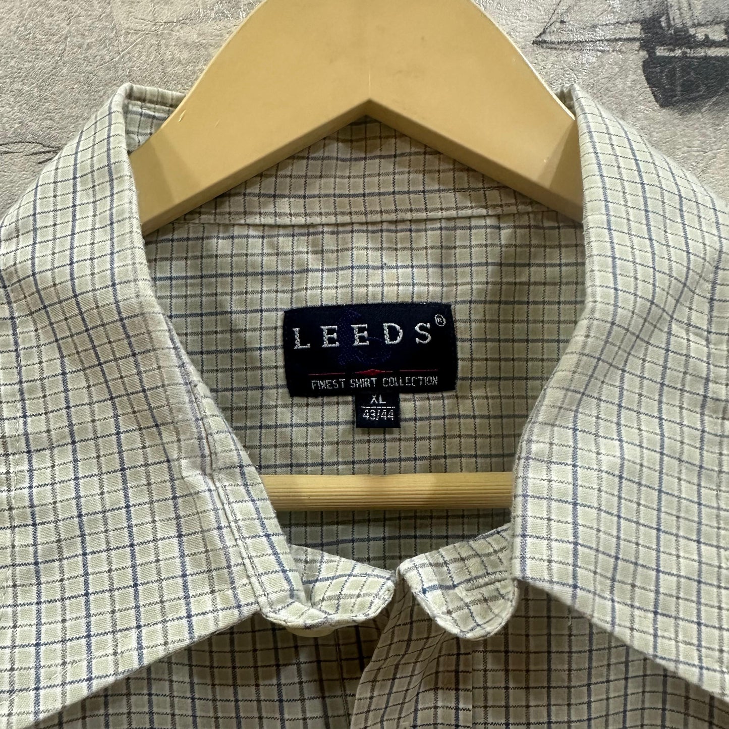 LEEDS Men's Shirt - Light Green/Blue Checkered (3XL)