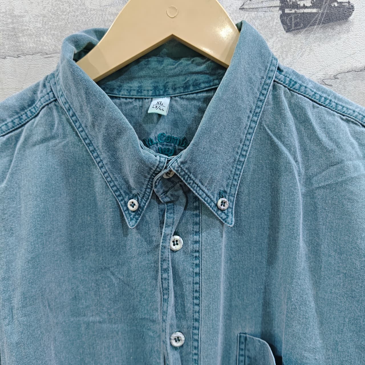 Men's Denim Shirt - Sea Green (4XL)