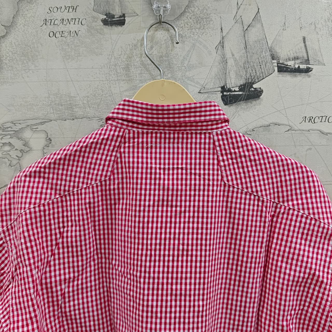 Country Road Men's Shirt - Red/Pink/White Checkered (XL)
