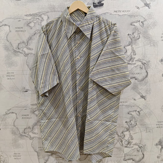 Men's Shirt - Mustard Yellow/Olive Green/Dark Green Striped (4XL)