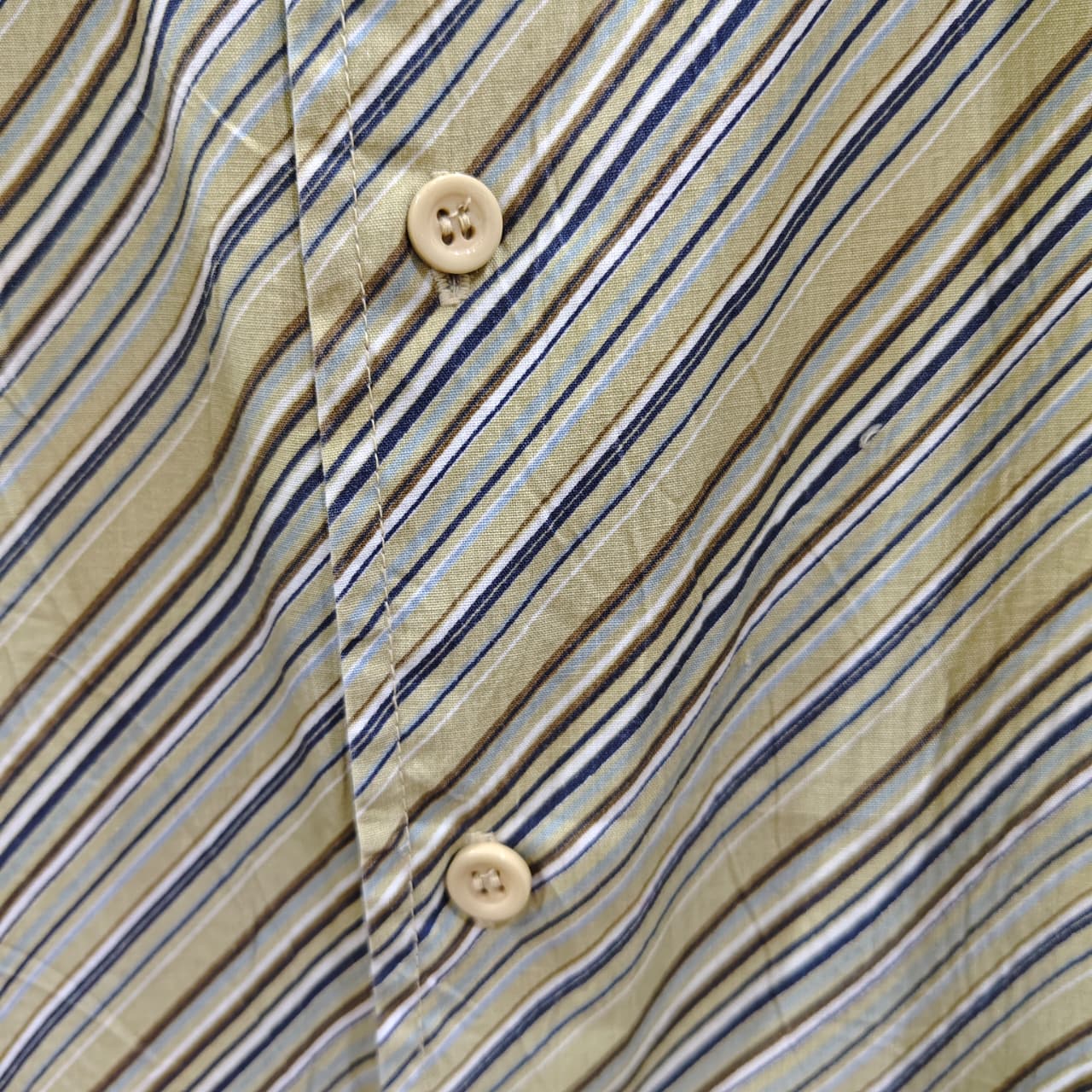Men's Shirt - Mustard Yellow/Olive Green/Dark Green Striped (4XL)