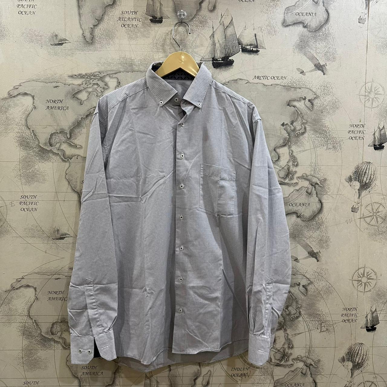 Men's Shirt - White/Violet Checkered (XL)