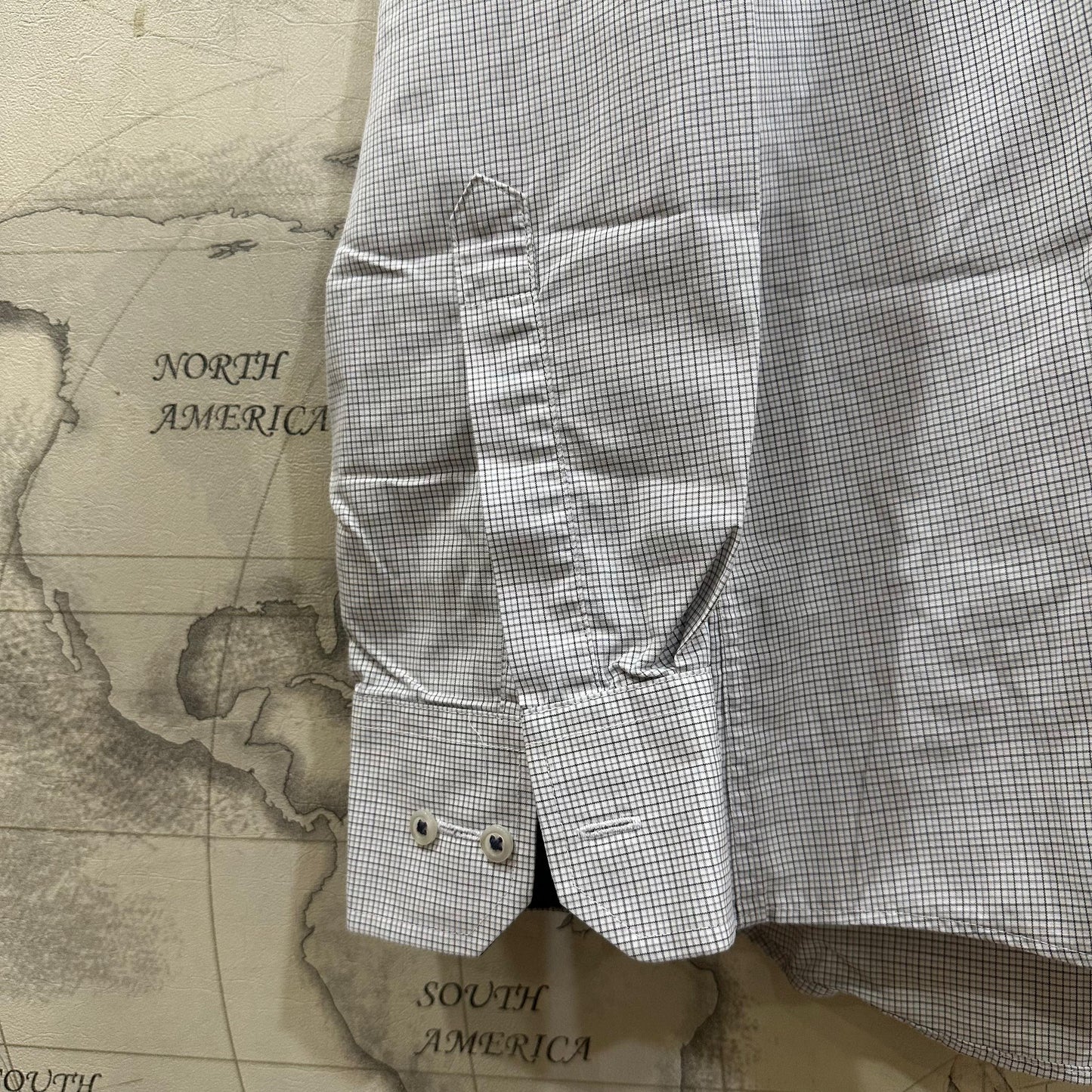 Men's Shirt - White/Violet Checkered (XL)