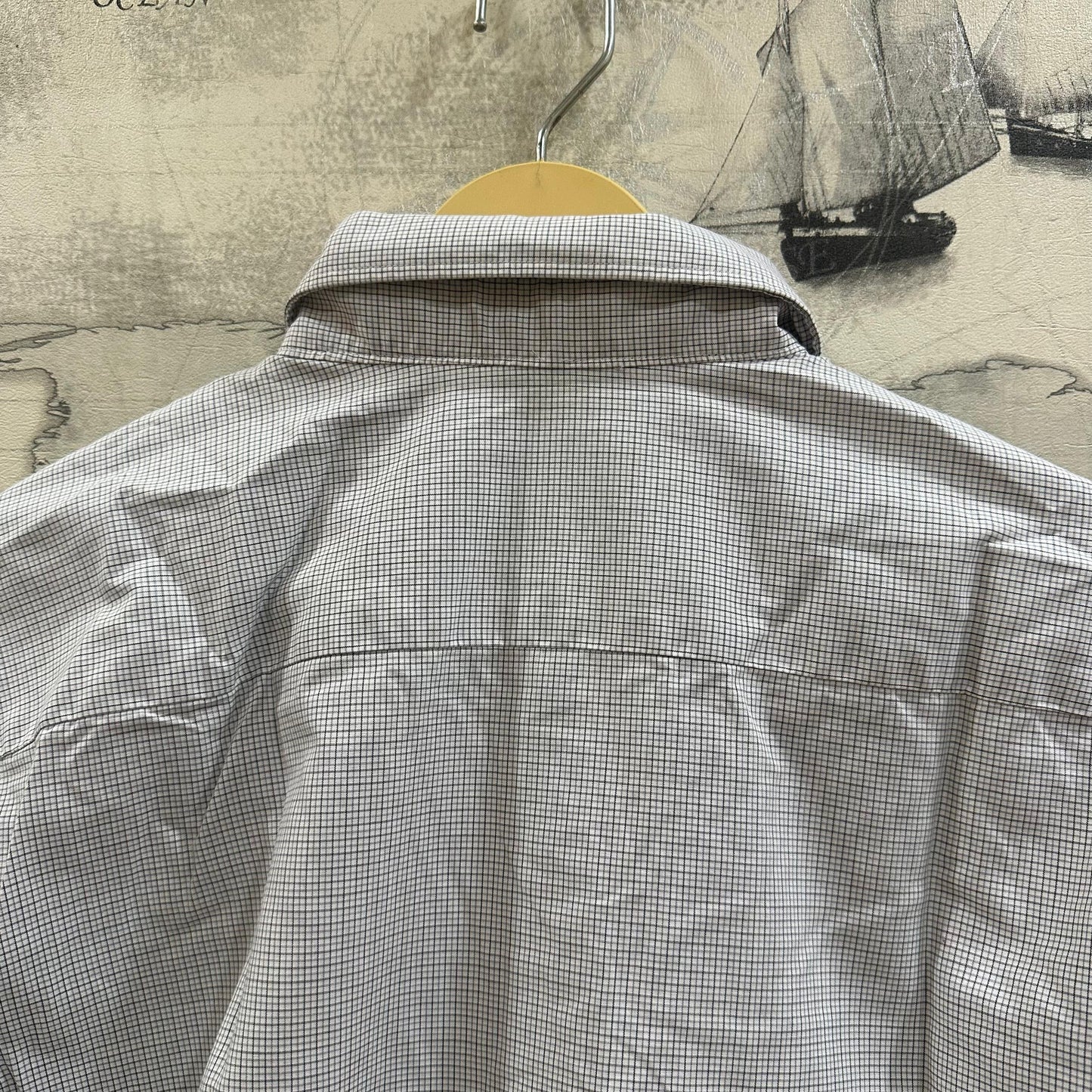 Men's Shirt - White/Violet Checkered (XL)