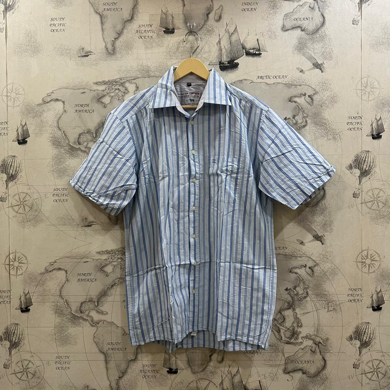 VIA CORTESA Men's Shirt - Blue Striped (L)