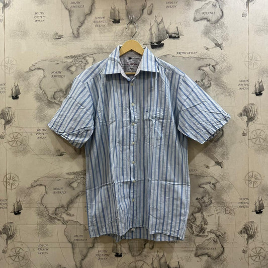 VIA CORTESA Men's Shirt - Blue Striped (L)