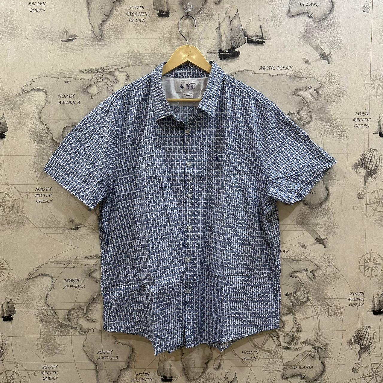 Original Penguin(by Munsingwear) Men's Shirt - Blue Patterned (XXL)