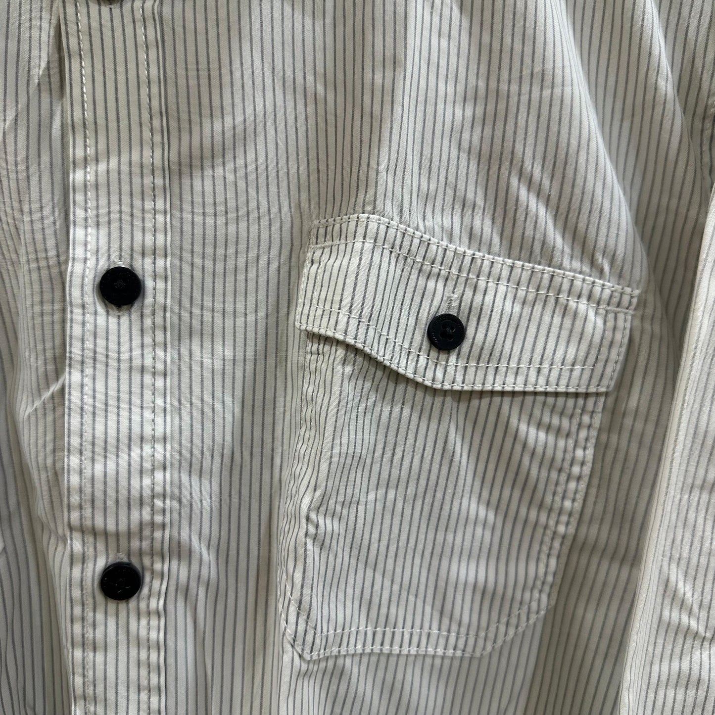 Angelo Litrico (by CANDA) Men's Shirt - White & Grey Stripped (L)