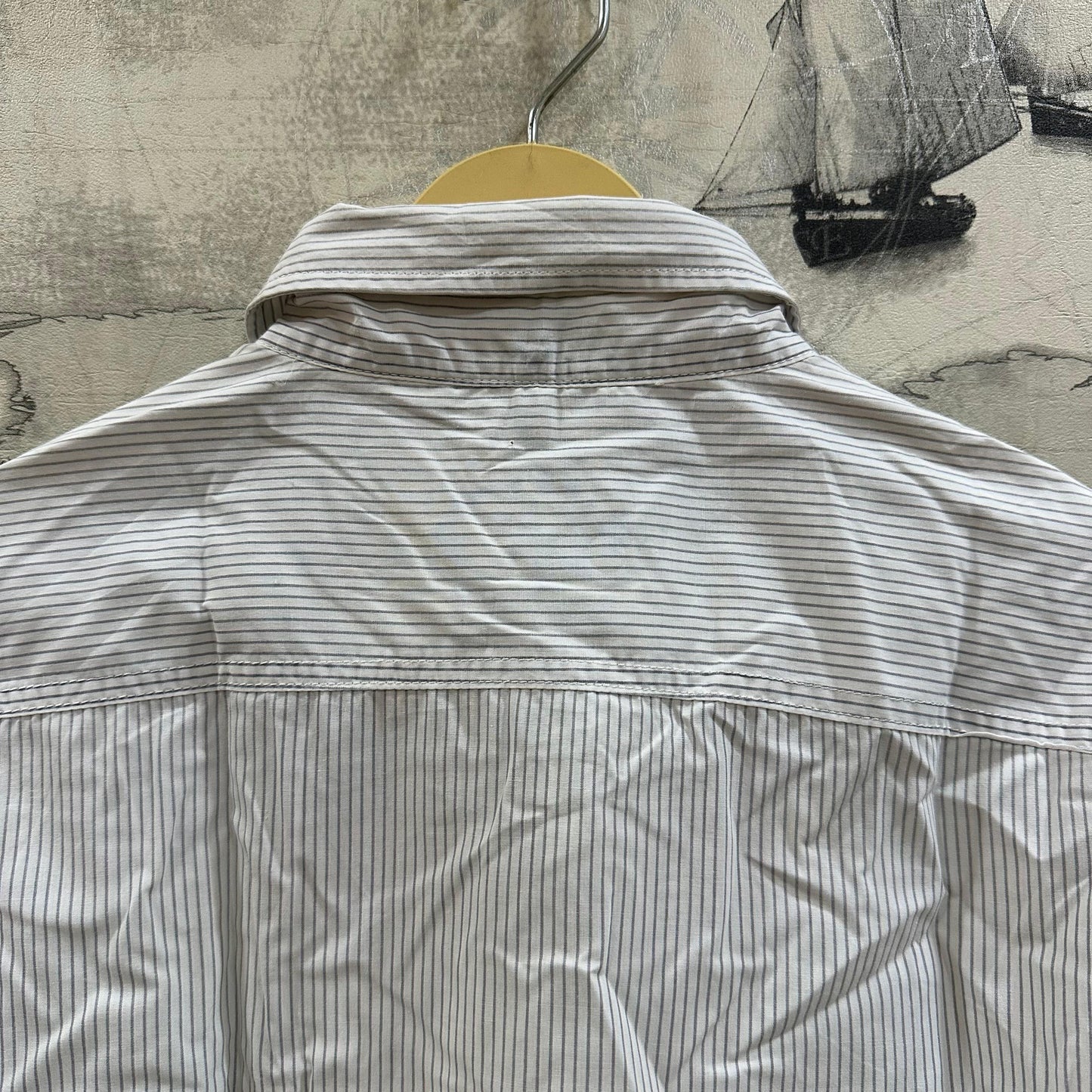 Angelo Litrico (by CANDA) Men's Shirt - White & Grey Stripped (L)