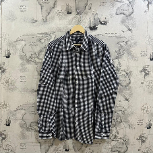 H&M Men's Shirt - Black & White Checkered (XL)