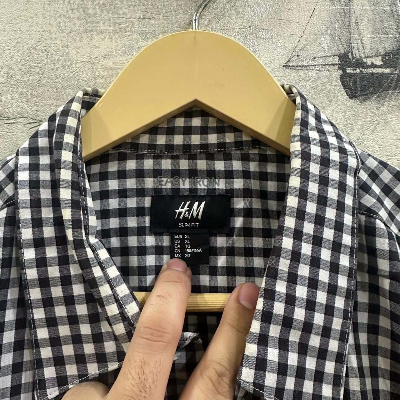 H&M Men's Shirt - Black & White Checkered (XL)