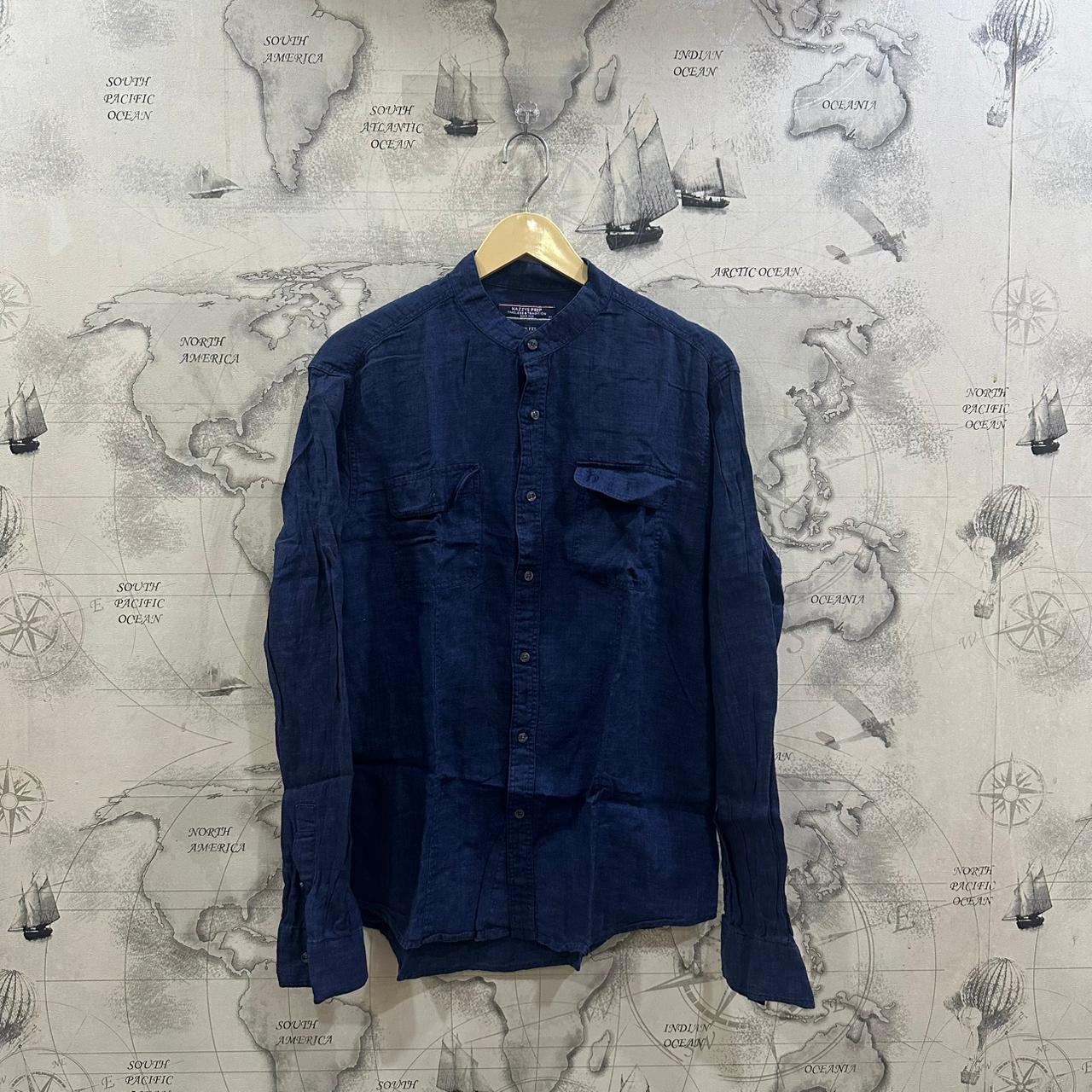 HAZZYS Men's Korean Shirt - Dark Blue (L)