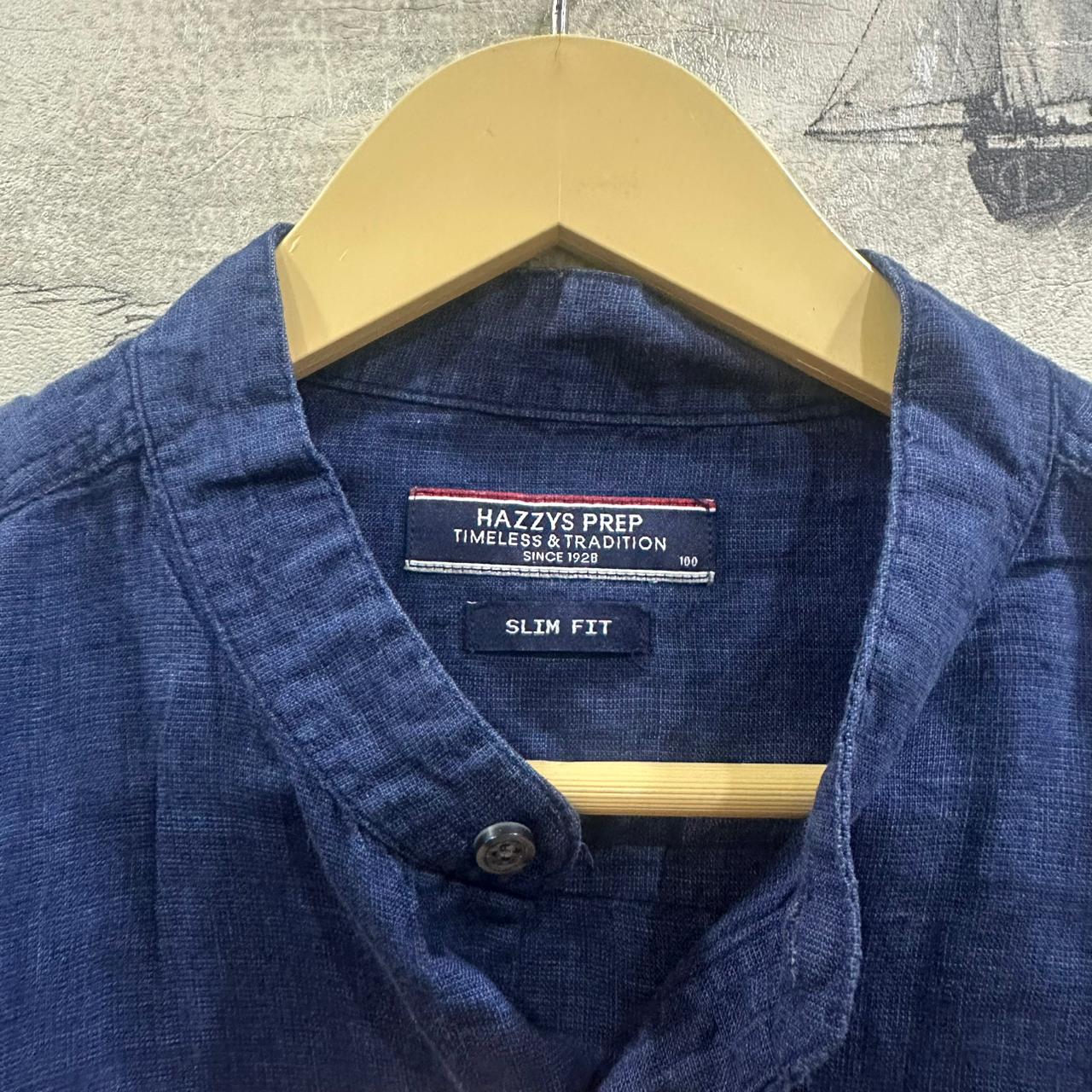 HAZZYS Men's Korean Shirt - Dark Blue (L)