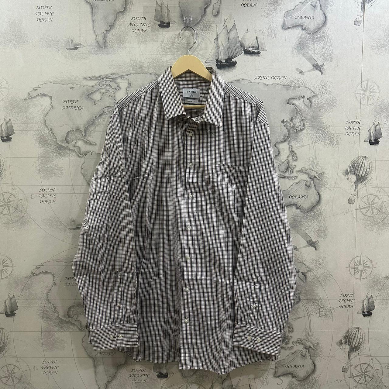 CANDA Men's Shirt - Yellow/Grey/White Checkered (3XL)