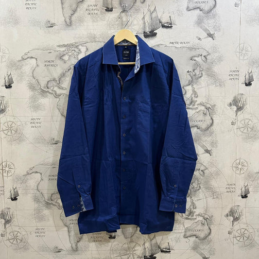 OLYMP Men's Shirt - Navy Blue (XL)