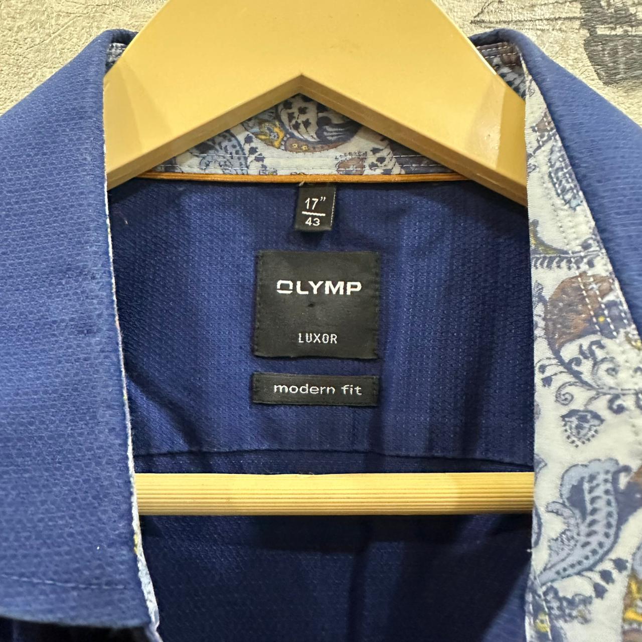 OLYMP Men's Shirt - Navy Blue (XL)