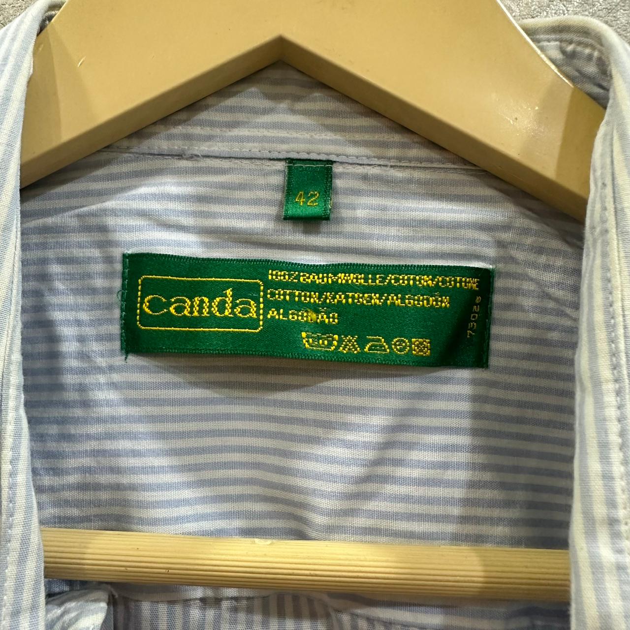 CANDA Men's Shirt - Light Blue Striped (XL)