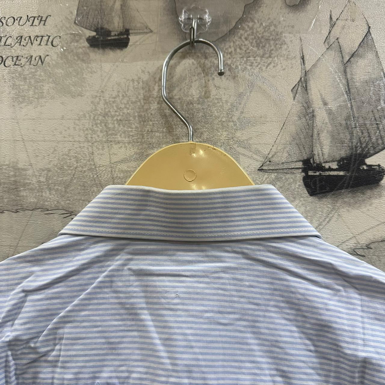 CANDA Men's Shirt - Light Blue Striped (XL)