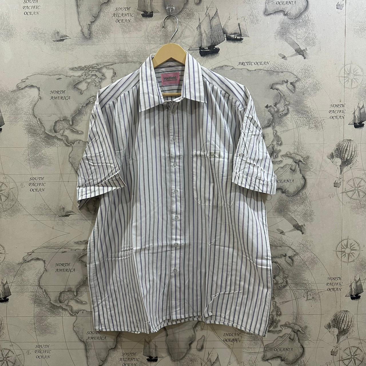 Hadfield Men's Shirt - White/Violet/Green Striped (XXL)