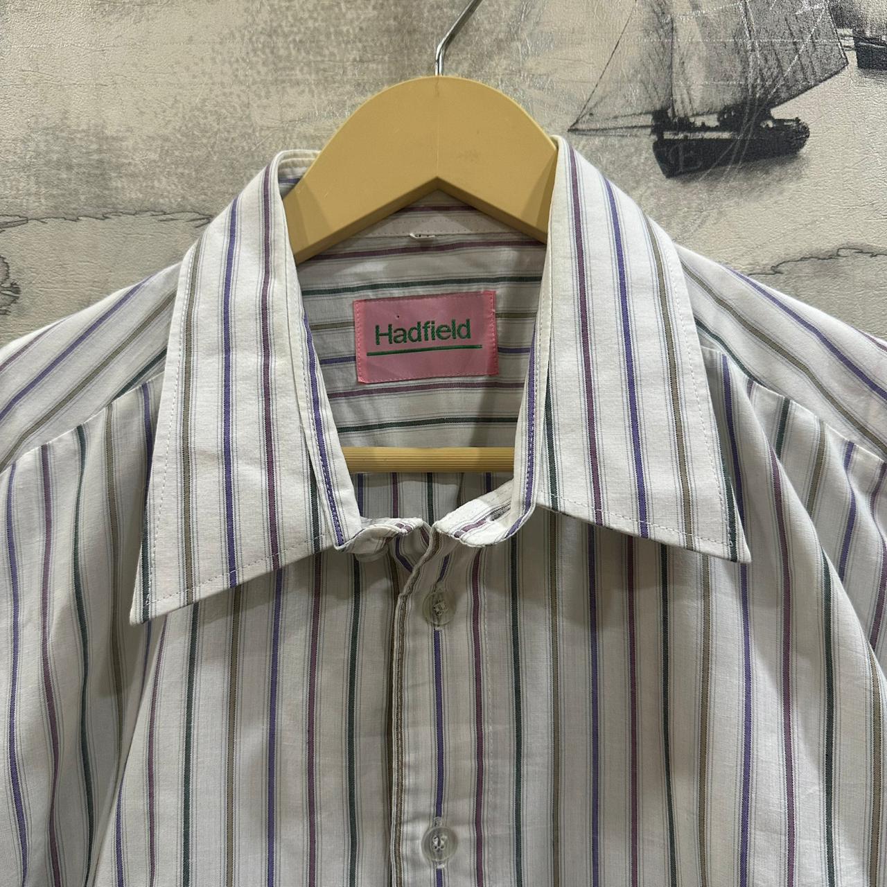 Hadfield Men's Shirt - White/Violet/Green Striped (XXL)