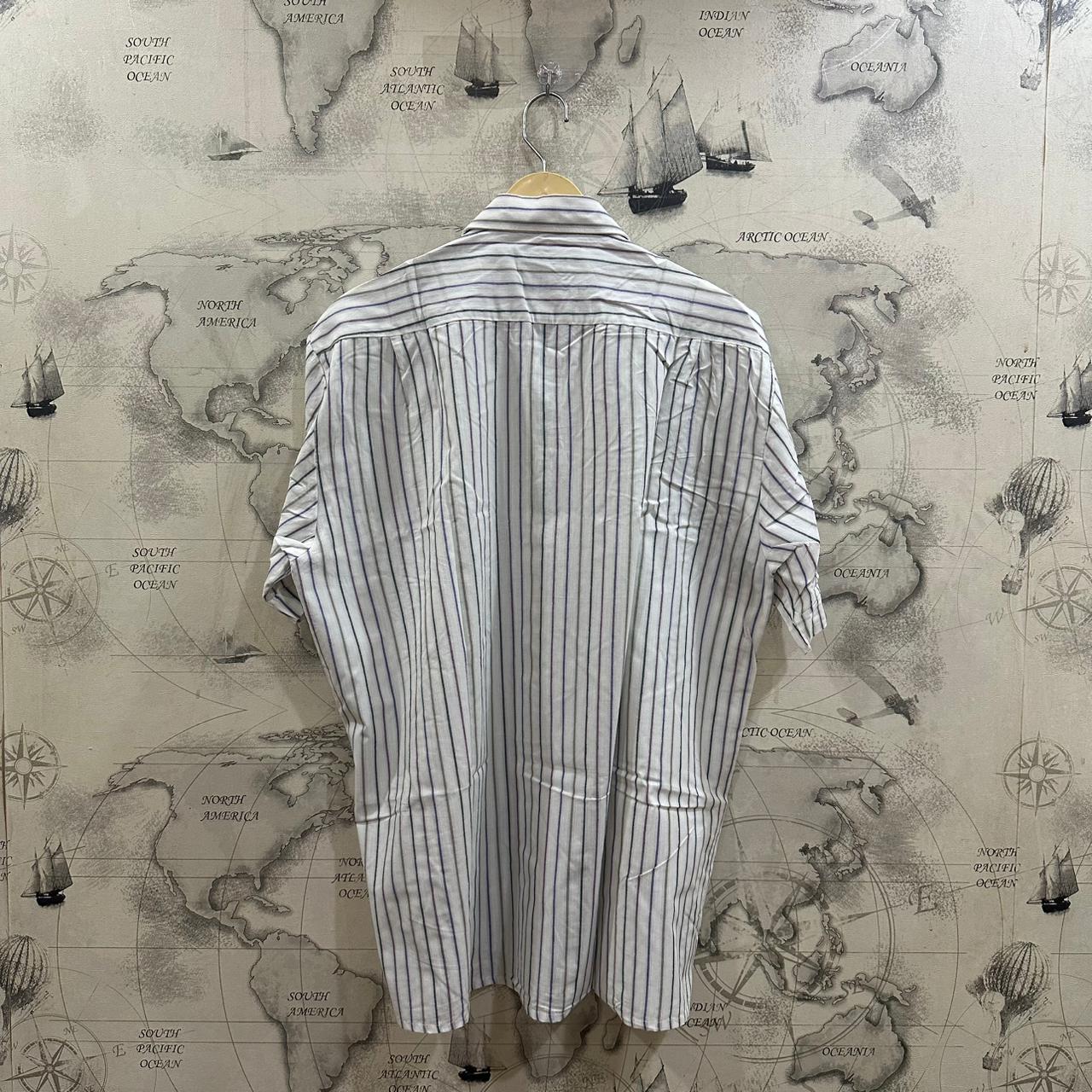 Hadfield Men's Shirt - White/Violet/Green Striped (XXL)