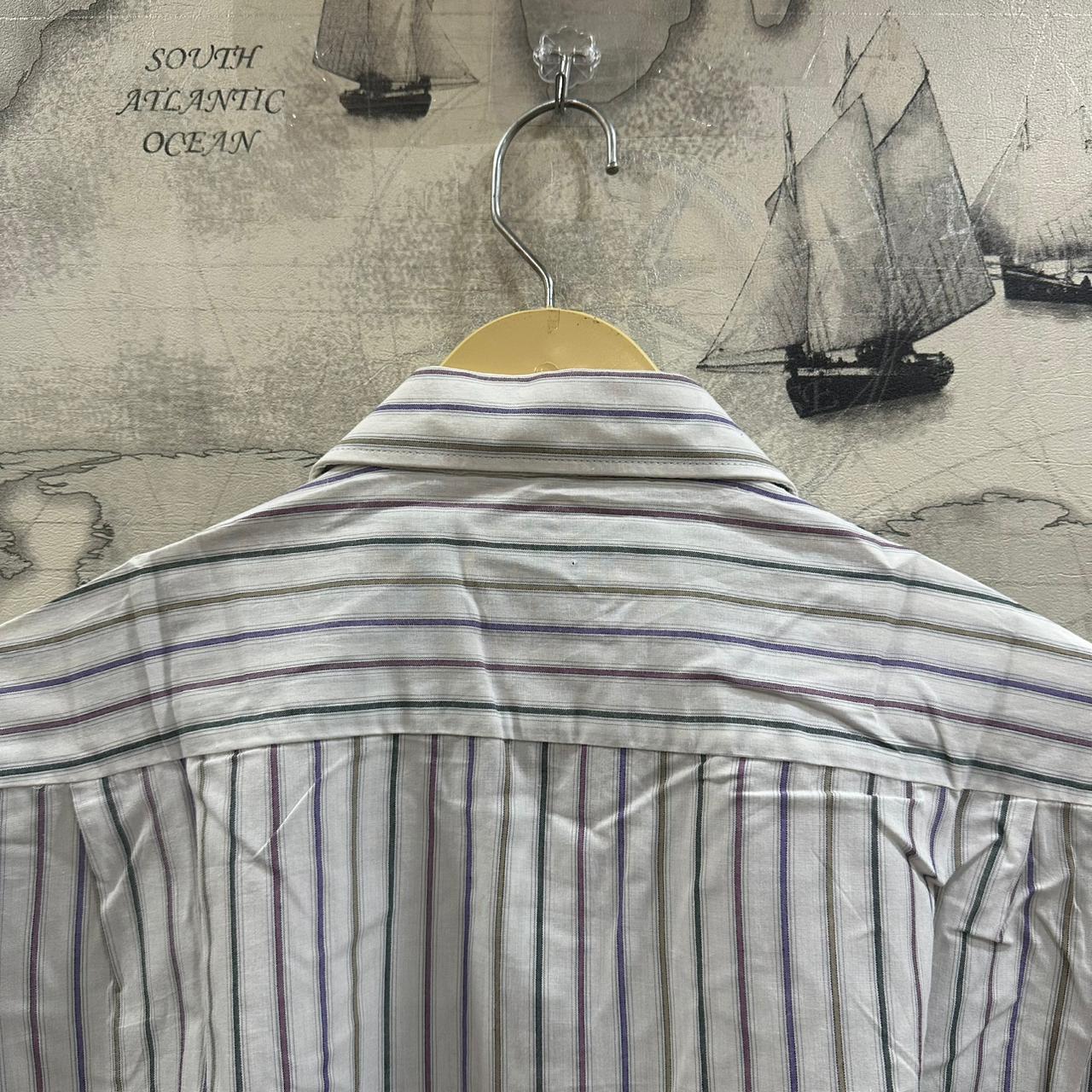 Hadfield Men's Shirt - White/Violet/Green Striped (XXL)