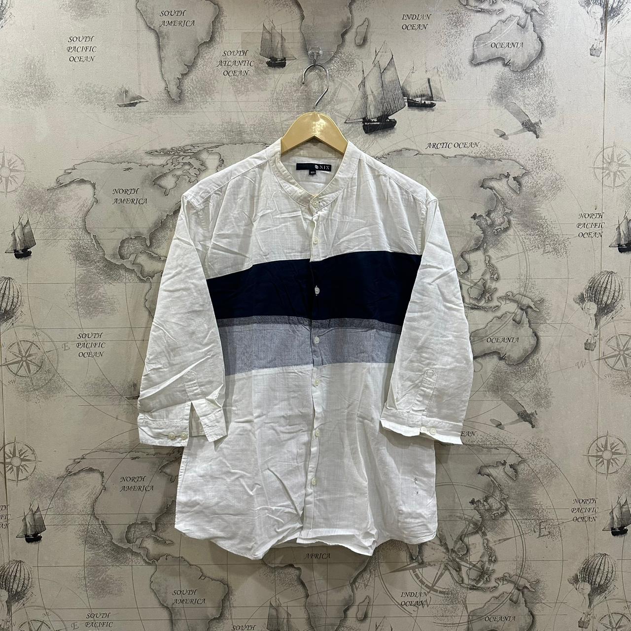NIX Men's Korean Shirt - White & Blue (M)