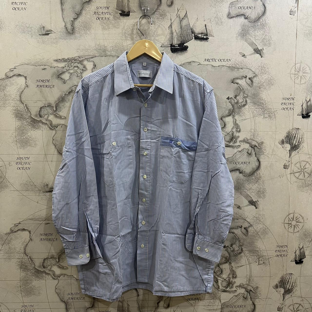 Alpenland Men’s Shirt - Light Blue Striped (XL)