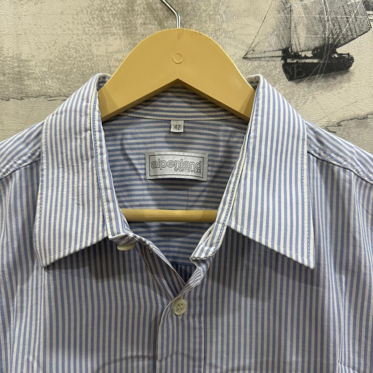 Alpenland Men’s Shirt - Light Blue Striped (XL)