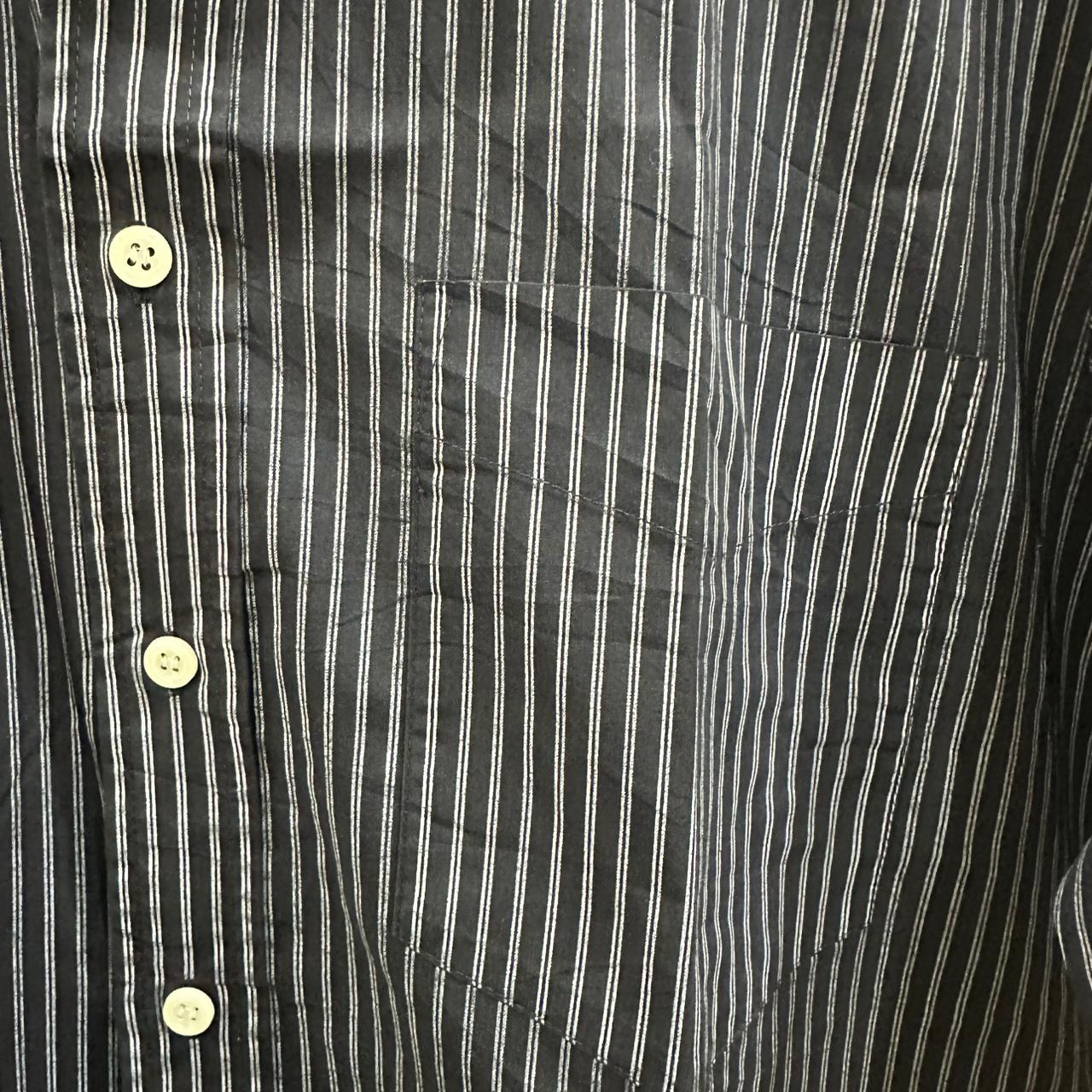 CANDA Men’s Shirt - Black & White Striped  (XL)